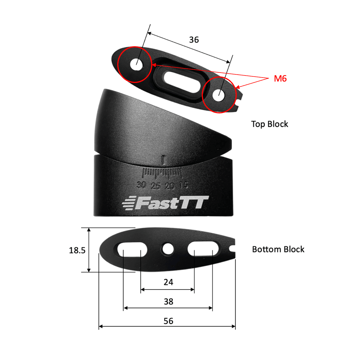 Adjustable Angled Riser Block For Aero Bars | Anodised Aluminium